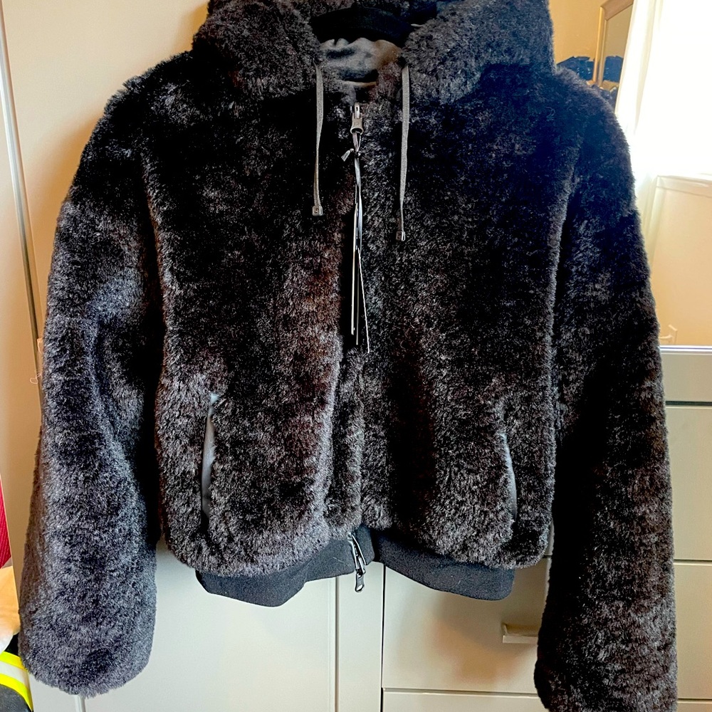 Blanc Noir Luxe faux fur reversible hoody